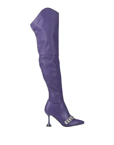 Gaelle Paris Gaëlle Paris Woman Boot Purple Size 7 Textile Fibers