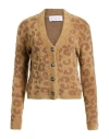 Gaelle Paris Gaëlle Paris Woman Cardigan Camel Size 3 Polyamide, Viscose, Polyester In Sand