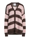 Gaelle Paris Gaëlle Paris Woman Cardigan Dark Brown Size 1 Acrylic, Polyamide, Mohair Wool In Brown