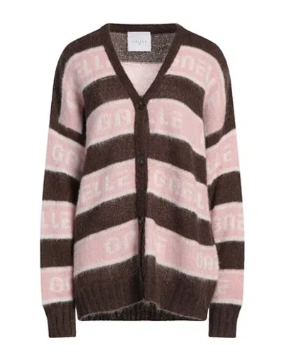 Gaelle Paris Gaëlle Paris Woman Cardigan Dark Brown Size 1 Acrylic, Polyamide, Mohair Wool