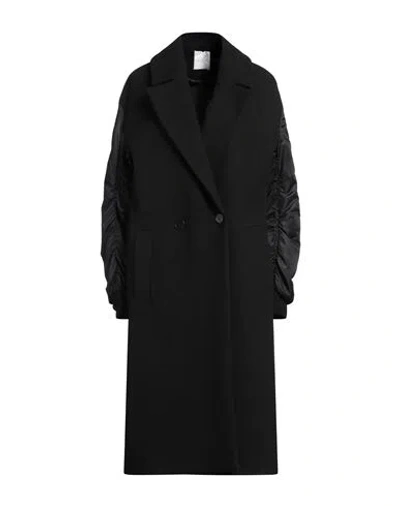 Gaelle Paris Gaëlle Paris Woman Coat Black Size 12 Polyester, Viscose, Elastane, Polyamide, Cotton