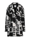 Gaelle Paris Gaëlle Paris Woman Coat White Size 8 Polyester, Virgin Wool, Acrylic In Black