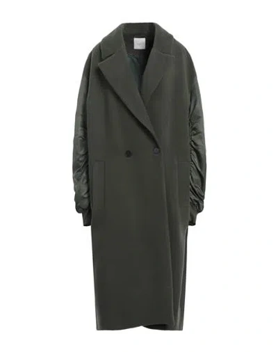Gaelle Paris Gaëlle Paris Woman Coat Military Green Size 12 Polyester, Viscose, Elastane, Polyamide, Cotton