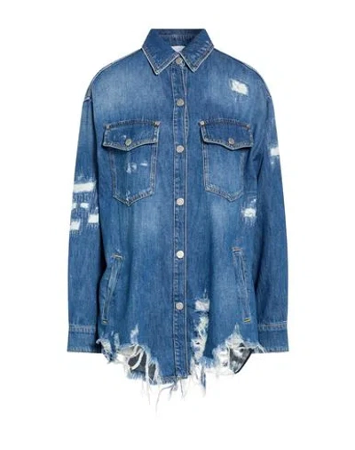 Gaelle Paris Gaëlle Paris Woman Denim Outerwear Blue Size 4 Cotton
