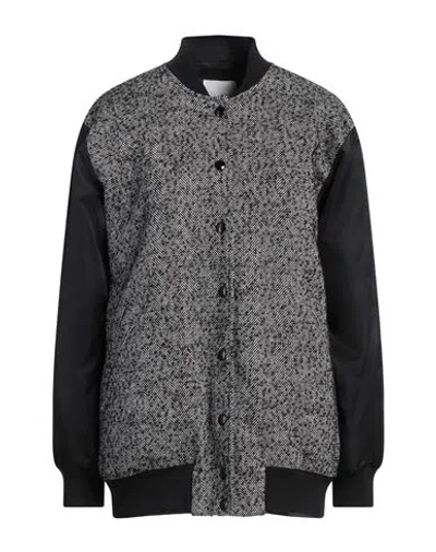 Gaelle Paris Gaëlle Paris Woman Jacket Black Size 4 Polyester, Polyimide, Cotton, Elastane In Gray