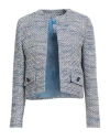 Gaelle Paris Gaëlle Paris Woman Jacket Blue Size 4 Cotton, Polyester, Viscose, Acrylic In Blue