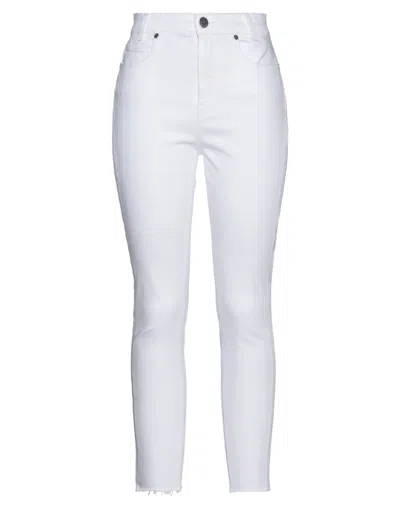 GAELLE PARIS GAËLLE PARIS WOMAN JEANS WHITE SIZE 29 COTTON, POLYESTER, ELASTANE