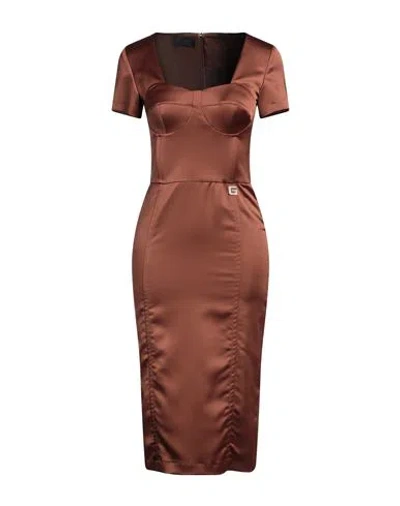 Gaelle Paris Gaëlle Paris Woman Midi Dress Brown Size 4 Polyester, Elastane