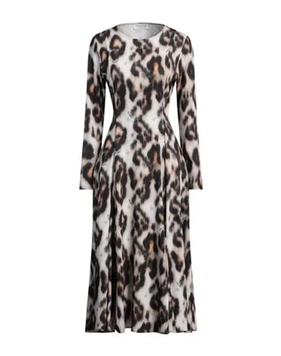 Gaelle Paris Gaëlle Paris Woman Midi Dress Sand Size 4 Polyester, Elastane In Animal Print