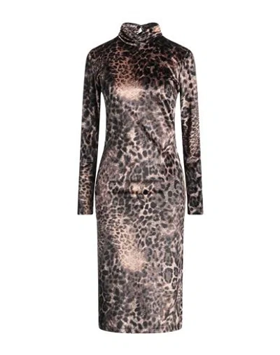 Gaelle Paris Gaëlle Paris Woman Midi Dress Sand Size 10 Polyester, Elastane In Beige