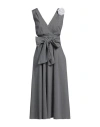 Gaelle Paris Gaëlle Paris Woman Midi Dress Charcoal Size 4 Cotton, Polyamide, Elastane In Grey
