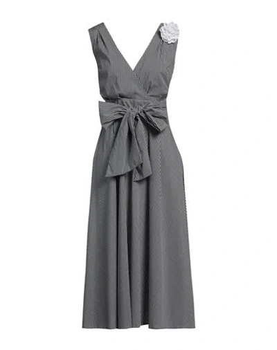 Gaelle Paris Gaëlle Paris Woman Midi Dress Charcoal Size 4 Cotton, Polyamide, Elastane In Grey