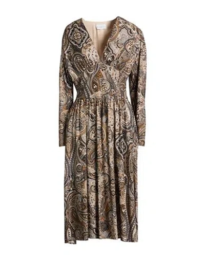 Gaelle Paris Gaëlle Paris Woman Midi Dress Taupe Size 4 Viscose, Polyester In Brown