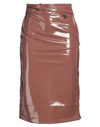Gaelle Paris Gaëlle Paris Woman Midi Skirt Khaki Size 4 Polyester, Elastane, Cotton In Beige