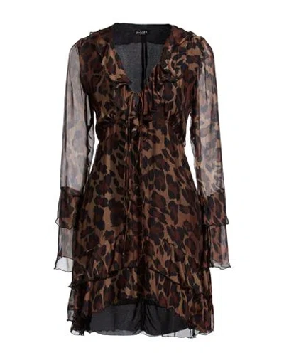 Gaelle Paris Gaëlle Paris Woman Mini Dress Brown Size 4 Silk, Viscose