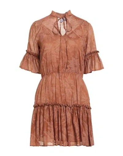 Gaelle Paris Gaëlle Paris Woman Mini Dress Brown Size 8 Cotton