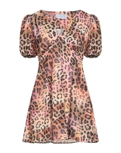 Gaelle Paris Gaëlle Paris Woman Mini Dress Camel Size 4 Polyester In Animal Print
