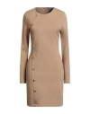 Gaelle Paris Gaëlle Paris Woman Mini Dress Camel Size 8 Viscose, Polyamide, Elastane In Brown