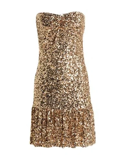 Gaelle Paris Gaëlle Paris Woman Mini Dress Gold Size 6 Polyester, Elastane