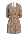 Gaelle Paris Gaëlle Paris Woman Mini Dress Khaki Size 12 Polyester In Beige