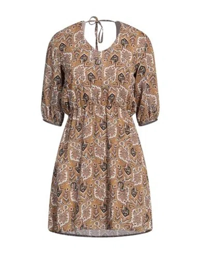 Gaelle Paris Gaëlle Paris Woman Mini Dress Khaki Size 12 Polyester In Beige