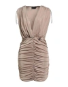 Gaelle Paris Gaëlle Paris Woman Mini Dress Khaki Size 6 Polyester, Elastane In Neutral