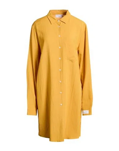 Gaelle Paris Gaëlle Paris Woman Mini Dress Mustard Size 8 Viscose, Linen In Yellow