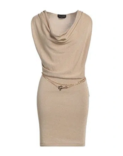 Gaelle Paris Gaëlle Paris Woman Mini Dress Sand Size 2 Cotton, Acrylic, Viscose, Metallic Polyester, Polyester In Neutral