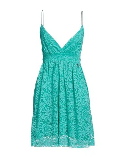 Gaelle Paris Gaëlle Paris Woman Mini Dress Turquoise Size 10 Viscose, Polyamide In Blue