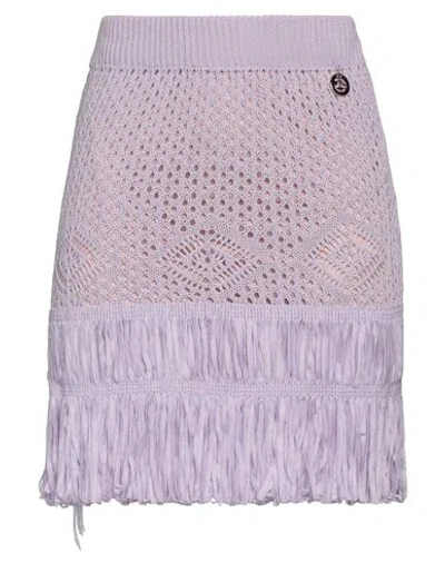 Gaelle Paris Gaëlle Paris Woman Mini Skirt Lilac Size 3 Cotton, Acrylic, Polyamide, Viscose, Elastane In Purple