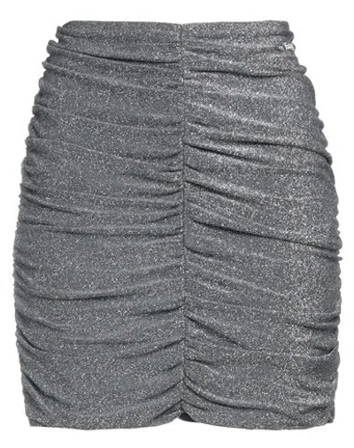 Gaelle Paris Gaëlle Paris Woman Mini Skirt Silver Size 8 Viscose, Polyester, Polyamide, Elastane