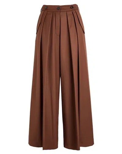 Gaelle Paris Gaëlle Paris Woman Pants Chocolate Brown Size 4 Polyester, Rayon, Metal