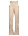 Gaelle Paris Gaëlle Paris Woman Pants Sand Size 1 Cotton, Acrylic, Viscose, Metallic Polyester, Polyester In Neutral