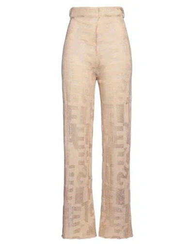 Gaelle Paris Gaëlle Paris Woman Pants Sand Size 1 Cotton, Acrylic, Viscose, Metallic Polyester, Polyester In Neutral