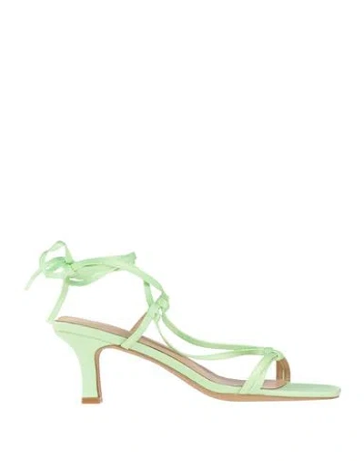 GAELLE PARIS GAËLLE PARIS WOMAN SANDALS GREEN SIZE 9 TEXTILE FIBERS