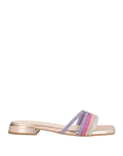 Gaelle Paris Gaëlle Paris Woman Sandals Rose Gold Size 8 Textile Fibers