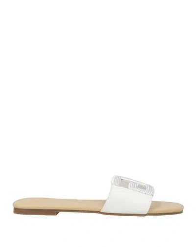 Gaelle Paris Gaëlle Paris Woman Sandals White Size 8 Textile Fibers, Pvc - Polyvinyl Chloride
