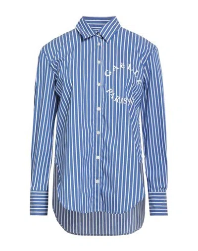 Gaelle Paris Gaëlle Paris Woman Shirt Blue Size 4 Cotton, Polyamide, Elastane