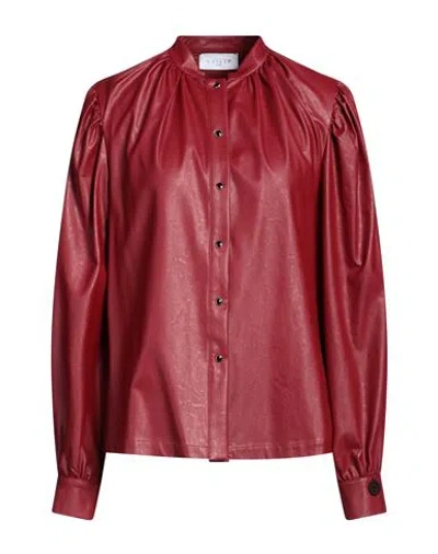 Gaelle Paris Gaëlle Paris Woman Shirt Brick Red Size 8 Polyurethane