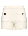 Gaelle Paris Gaëlle Paris Woman Shorts & Bermuda Shorts Ivory Size 2 Polyamide, Acrylic, Cotton, Wool, Synthetic In White