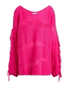 Gaelle Paris Gaëlle Paris Woman Sweater Fuchsia Size 3 Cotton, Viscose, Polyamide, Metallic Fiber In Pink