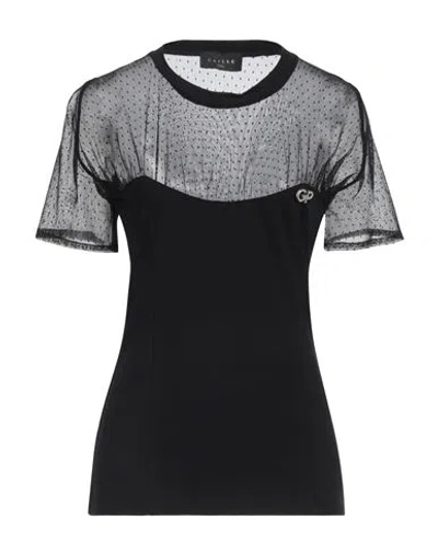 Gaelle Paris Gaëlle Paris Woman T-shirt Black Size 8 Cotton, Elastane, Polyamide