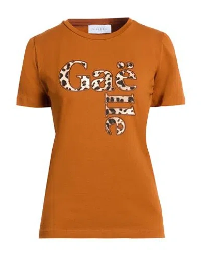 Gaelle Paris Gaëlle Paris Woman T-shirt Brown Size L Cotton, Elastane