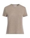 Gaelle Paris Gaëlle Paris Woman T-shirt Khaki Size 1 Polyurethane, Viscose, Metallic Fiber, Polyester, Elastane In Neutral