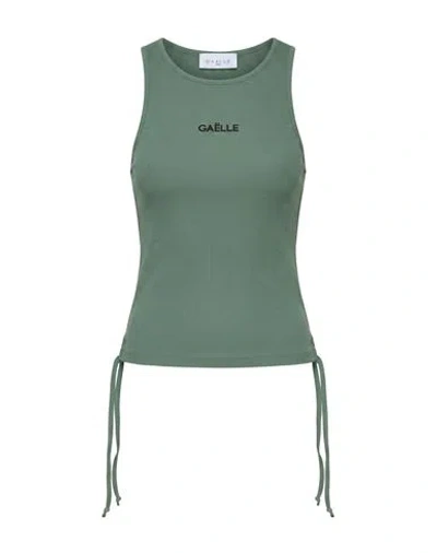 Gaelle Paris Gaëlle Paris Woman Tank Top Military Green Size L Cotton, Elastane