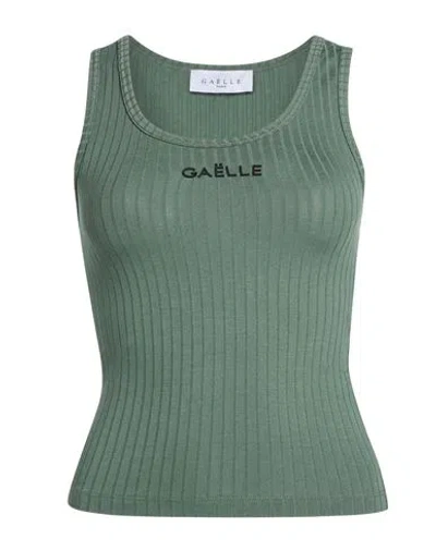 Gaelle Paris Gaëlle Paris Woman Tank Top Military Green Size M Polyester, Viscose, Elastane