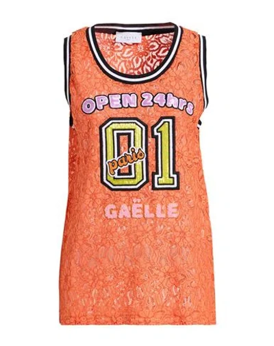 Gaelle Paris Gaëlle Paris Woman Tank Top Orange Size 1 Cotton, Viscose, Polyamide
