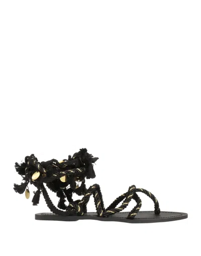 Gaelle Paris Toe Strap Sandals In Black
