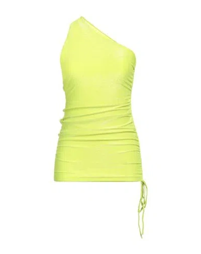 Gaelle Paris Gaëlle Paris Woman Top Lime Green Size L Polyester, Polyamide, Elastane