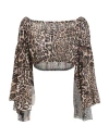 Gaelle Paris Gaëlle Paris Woman Top Beige Size L Polyester In Animal Print